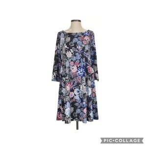 LOFT Pink, Purple, and Blue A-Line Dress with Bateau Neckline New With Tags